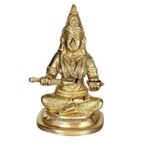Brass Arnnapoorna Parvati mata puja idol, seated figure holding a discus-style ornament