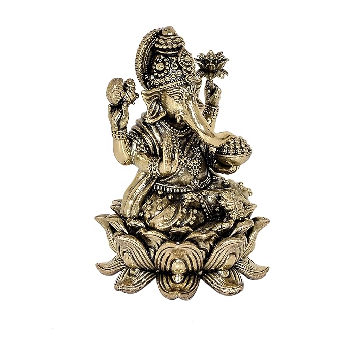 Fine Bronze Lord Ganesha Ganpati Idol Vinayak Religious Statue Murti (Height: 4 Inch)