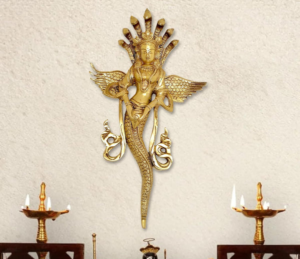 Brass Naga Kanya Statue Brass Idol Statues for Home Decor and Ofice (Height: 14 inches) Mandir Setting