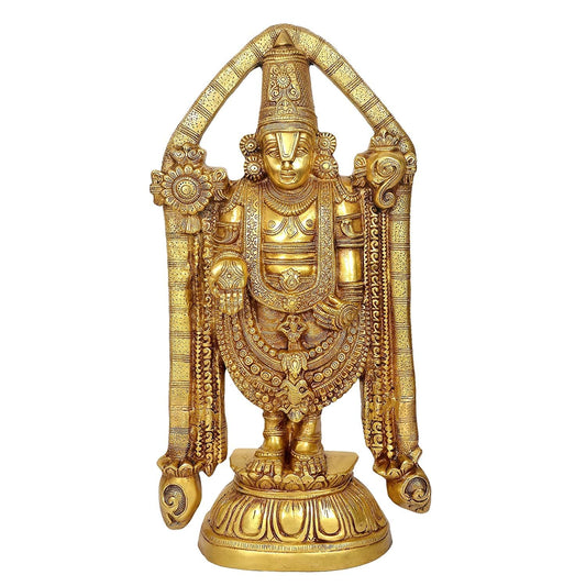 Brass Tirupati Balaji Idol Lord Venkateswara Murti for Mandir Temple, Lord Balaji Statue for Home Decor, Blessing, Health &Wealth Height 23 Inches