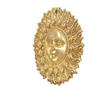 Brass sun face wall hanging, side profile goddess face with ornate flame rays