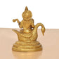 Brass Maa Goddess Saraswati Seated on Hans Idol (Height 5 Inch)