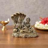 Superfine brass Maa Lakshmi and Lord Vishnu idol seated on Sheshnag base