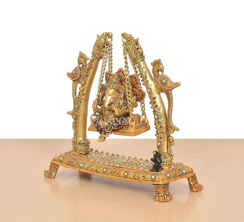 Brass Ganesha Swinging Jhula Idol (Height 10 Inch)