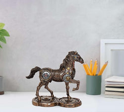 Resin Steampunk Horse Gait Statue Cold Cast & Resin Sculpture for Home Decor (Height: 9 Inches)