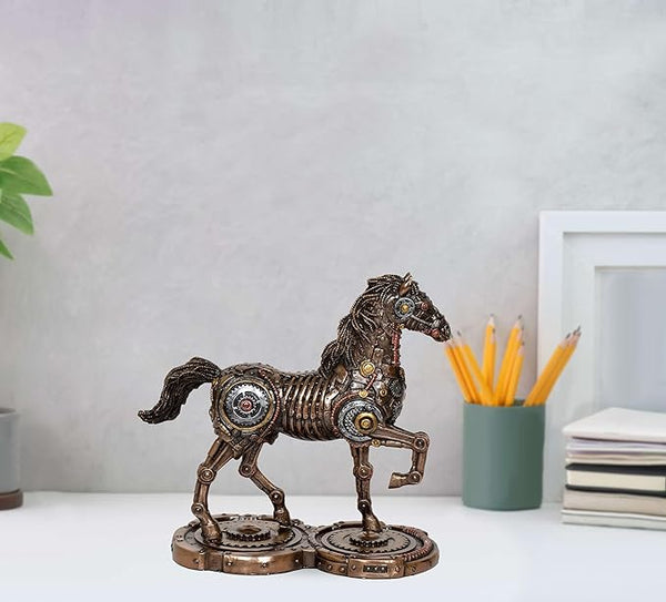 Resin Steampunk Horse Gait Statue Cold Cast & Resin Sculpture for Home Decor (Height: 9 Inches)