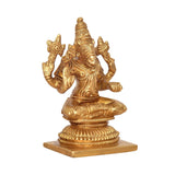 Golden brass Varahi Vishnu idol figurine, angled view with detailed head and ornaments