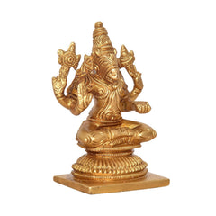 Golden brass Varahi Vishnu idol figurine, angled view with detailed head and ornaments