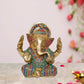 Brass Lord Ganesha Idol Ganesh Statue Decorative Sculpture for Home Decor Office Mandir Pooja Showpiece (Height 7 Inch)