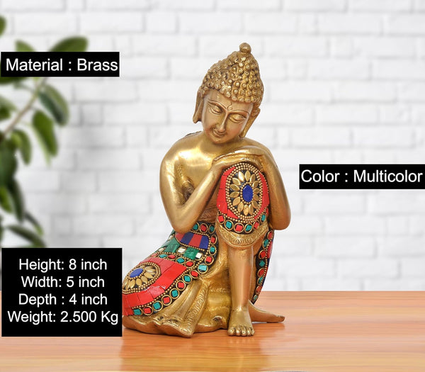 Brass Buddha Idol Sitting (Height: 8 inch) Entryway Setting