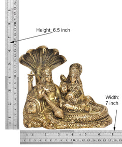 Brass Maa Lakshmi and Lord Vishnu idol statue, height 6.5 in