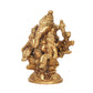 Brass Ganesha with Riddhi and Siddhi Idol - Hindu Deity Statue for Home Temple (Height : 3 inch)