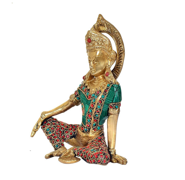 Brass God Indra Dev Statue, Height - 7.5 inches Study Setting