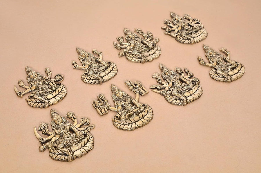 Brass Goddess Ashtalakshmi Wall Hanging (Set of 8) (Height 5.5 Inch) Craft Detail