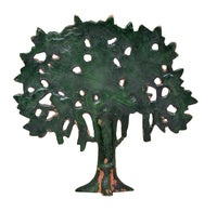 Kalpavriksha tree figurine, back view: dark green canopy with bronze base and trunk