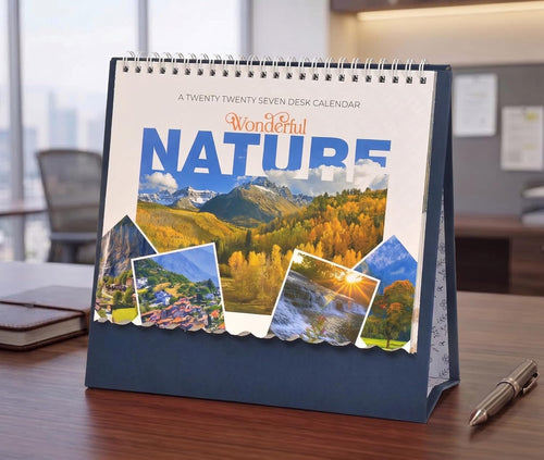 Table Top Wonderful Nature Desk Standing Calendar For Home and Office Table Calendar 2027 (Height:8.5 Inches)