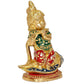 Brass Shankh Krishna Statue | Krishna Sitting Idol | Bal Krishna Sitting on Shankh | Krishna Shank Idol Brass Multicolor Colour (Height : 8 Inch)