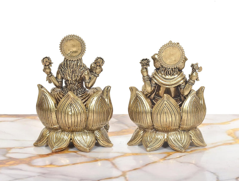 Bronze Lakshmi Ganesh Statue (Height: 5.5 Inch)