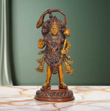 Brass Hanuman Ji standing statue, multicolor finish, raised right hand