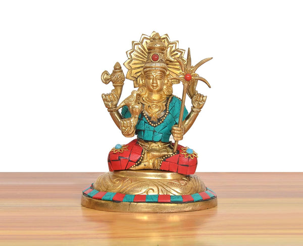 Brass Kamakshi Amman Statue Goddess Lalitadevi Rajarajeshwari Tripura Sundari (Height: 5 inch) Study Setting