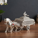 Metal Silver Horse Statue Decorative Storage Box, for Home Decor Living Room Table Top Diwali Decoration & Diwali Gifts (Height: 7 Inches)