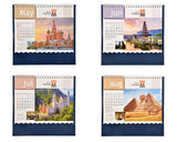 Table Top World 2027 Monuments Desk Standing Calendar For Home and Office Table Calendar 2027 (Height:8.5 Inches)