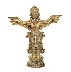 Brass Standing Ashtalakshmi Oil Lamp with 7-Wick Deepam – Traditional Hindu Puja Diya for Home Temple, Festive Décor & Diwali Gifting (Height: 8 Inches)