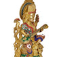 Brass Maa Saraswati Statue - Handcrafted Hindu Goddess Saraswati Idol for Home Decor and Pooja (Height 13 Inch)