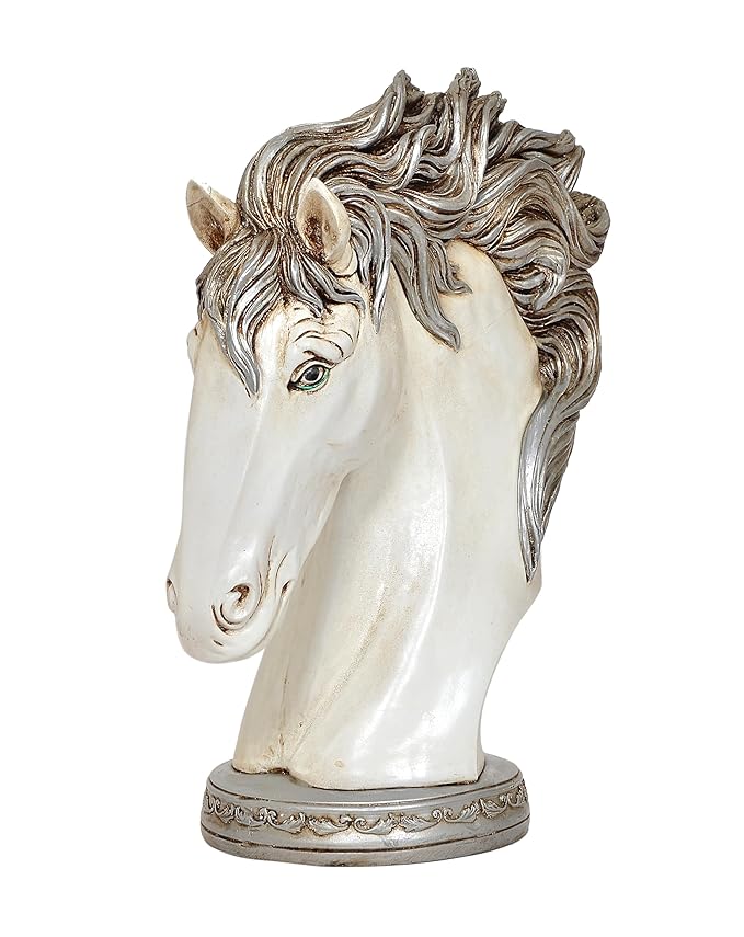 White Polyresin Horse Head for Home Decor Office (Height: 12.5 Inch)