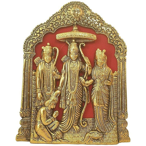 Brass Silver Plated Metal Ram Darbar Wall Hanging And Table Top For Home Decor Statue Height 8.5 inches