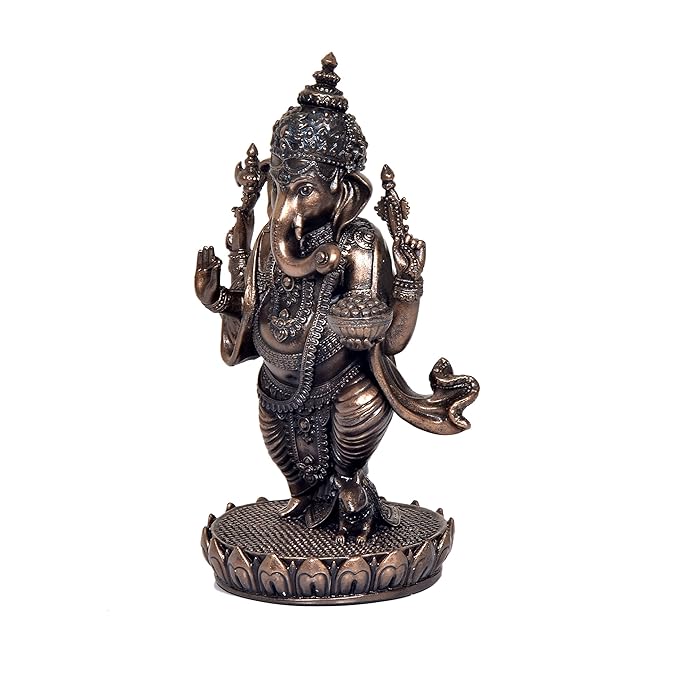 Resin Lord Ganesha Idol Figurine for Home Pooja Room Diwali Decoration (5 Inches)