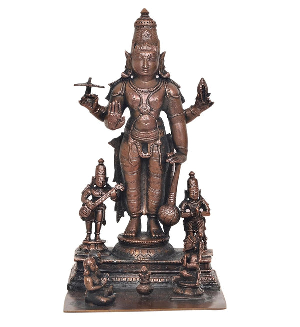Copper Sathya Narayana Swamy Combo Avatar of Lord Vishnu Idol (Height 6.5 Inch) Entryway Setting