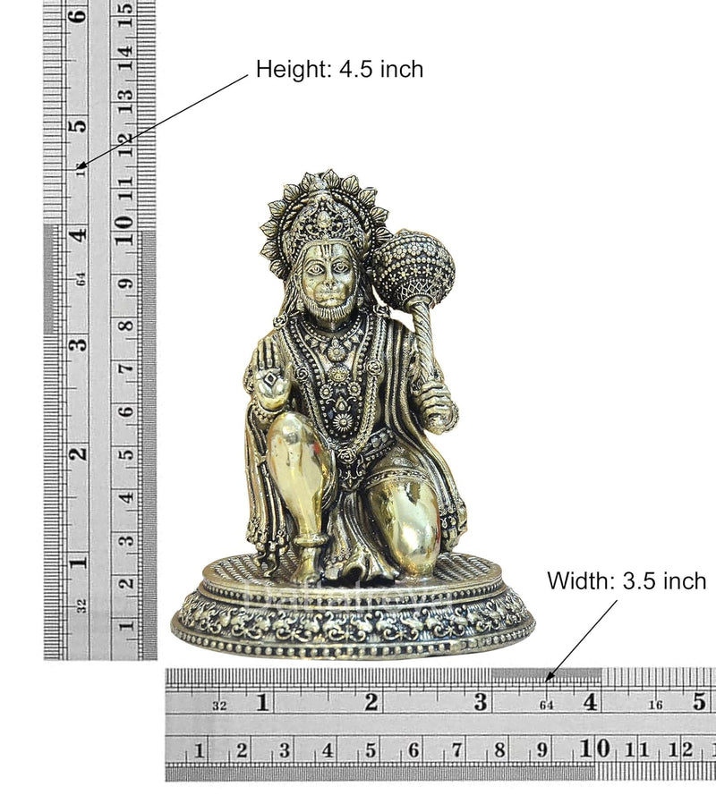 Bronze Hanuman JI Sitting Statue Idol Sculpture Statue Home Decor (Height: 4.5 Inch)