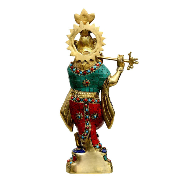 Krishna Brass Murli Krishn Statue Height 16 inches Study Setting