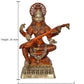 Brass Big Size Maa Goddess Saraswati Seated on Wooden PedestalI dol for Home Decor and Pooja (Height 30 Inch)