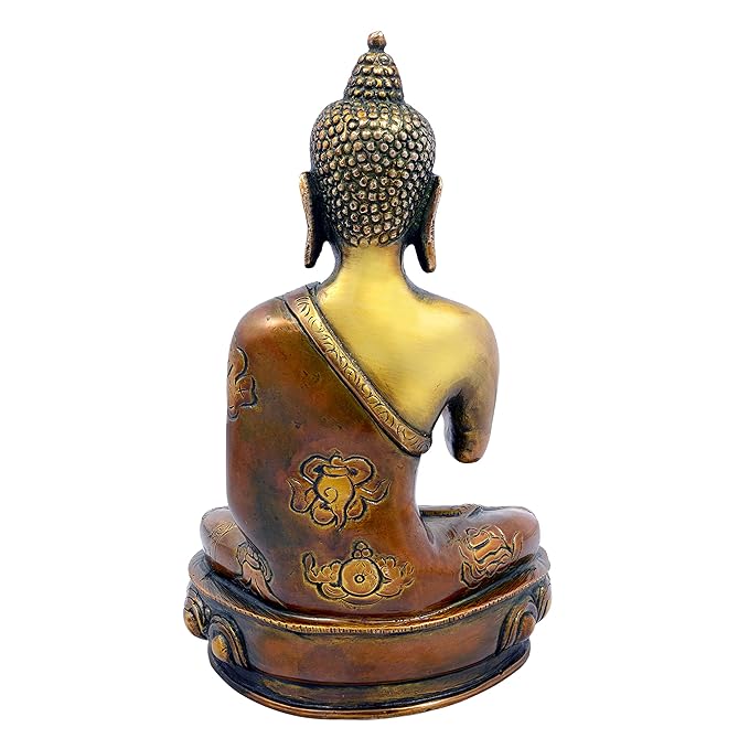 Brass Gautam Buddha Sitting Pose Statue (Height: 7.5 inches)