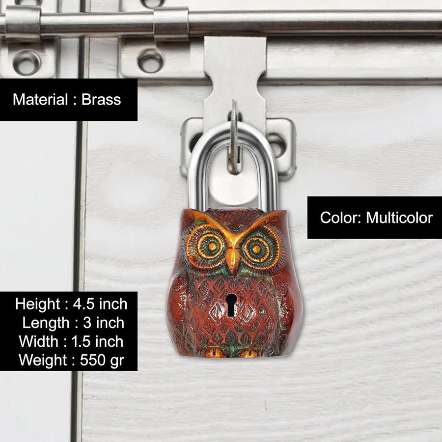 Brass Owl Bird Door Lock (Height : 4.5 inch) Craft Detail