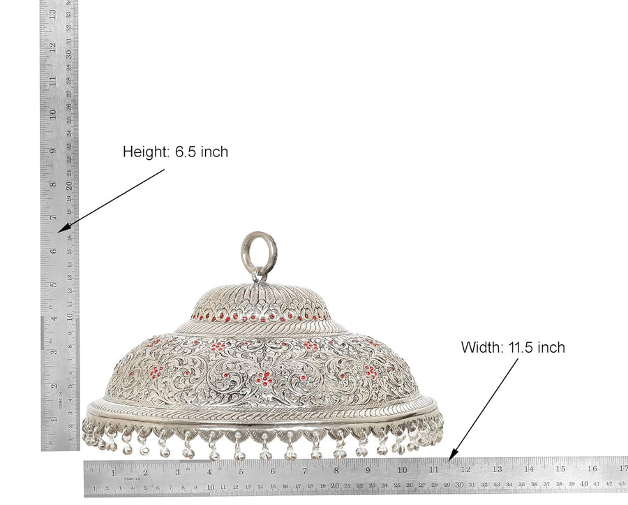 Metal Silver Carved Chattar for God (Height : 7 Inch) Craft Detail
