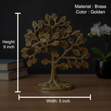 Brass kalpavriksha tree idol with height 6 in and width 5 in, golden finish