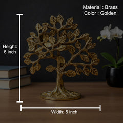 Brass kalpavriksha tree idol with height 6 in and width 5 in, golden finish