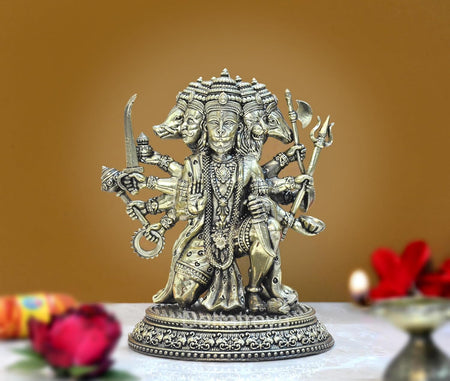 Superfine Brass Panchmukhi Hanuman Idol Figurine Hanuman ji Decorative Showpiece Home Office Temple Best Gift Item (Height 6 Inch)