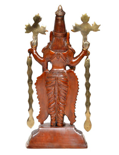 Back view of Tirupati Bala Ji brass idol, four arms holding tridents