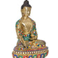 Brass Dhyan Mudra Buddha Statue Handcrafted Spiritual Decor for Home and Office Decor Meditating Buddha Idol (Height 19.5 Inch)