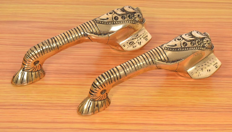Brass Ganesha Face Door Handle Pair (Pack of 2) (Height : 8 inch)