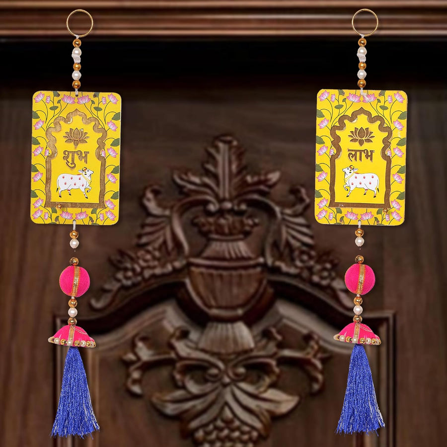 Shubh Labh for Door Entrance for Home Decoration, shubh labh Door Hanging Diwali Decor Home mandir (Height 12 Inch) Craft Detail