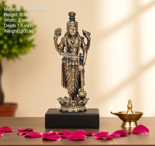 Panchaloha Lord Vishnu Standing Idol (Height:5 Inch)