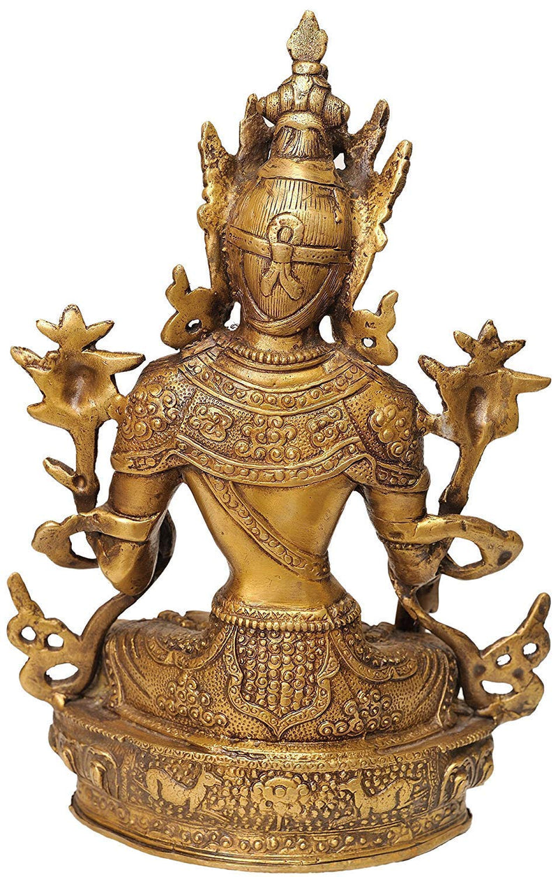 Brass India Tibetan Buddhist Goddess White Tara Height 12 inches