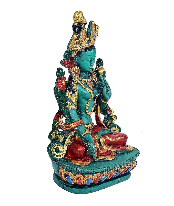 Tibetan Buddhist Green Tara Resin Statue Mother Goddess 5 Tall