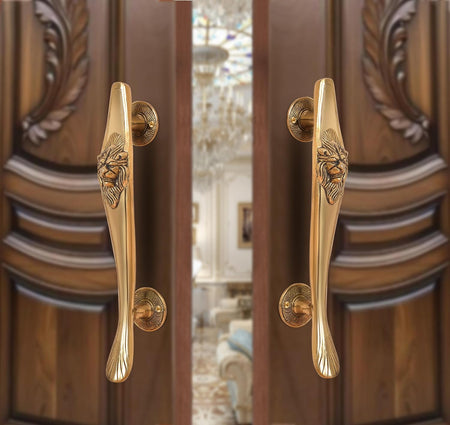 Brass Lion Face Design Main Door Pull Handle Pair (Pack of 2) (Height : 12.5 inch)