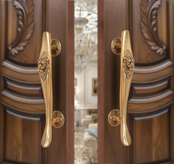 Brass Lion Face Design Main Door Pull Handle Pair (Pack of 2) (Height : 12.5 inch)